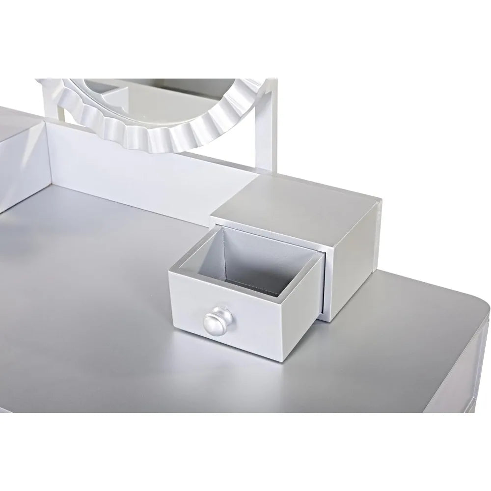 Modern Makeup Vanity Table with Mirror and 4 Storage Drawers