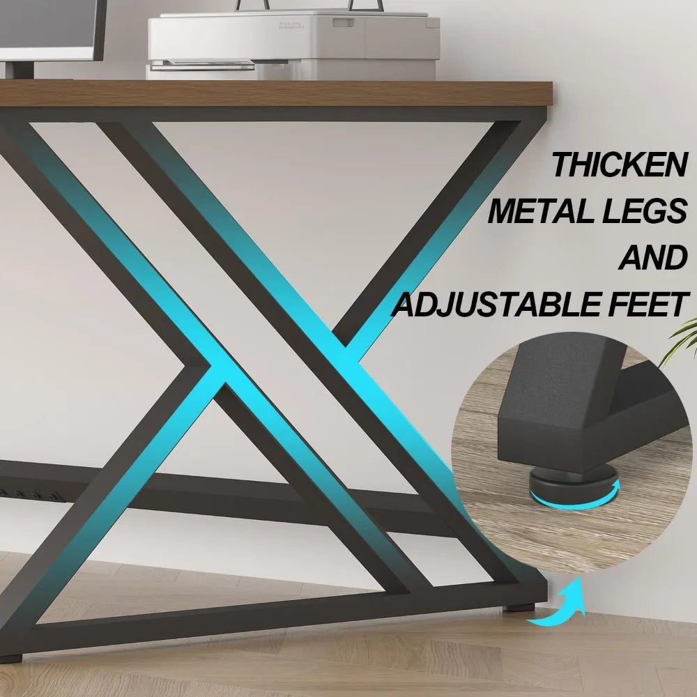 Rustic Large Computer Desk Extra Long Industrial Home Office Table