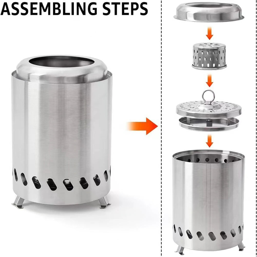 Smokeless Tabletop Fire Pit Stainless Steel Mini Indoor Outdoor Bonfire