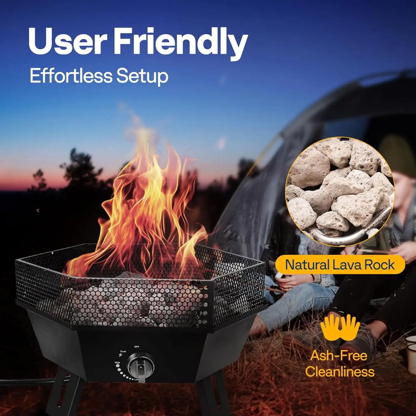 Portable Propane Fire Pit 58000 BTU Smokeless Outdoor Design with Carry Bag