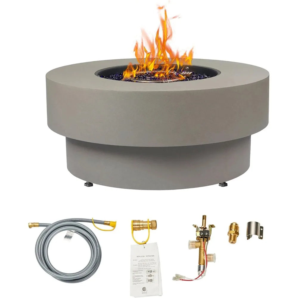 32.5 Inch Outdoor Gas Fire Pit Table with Natural Gas Conversion Kit