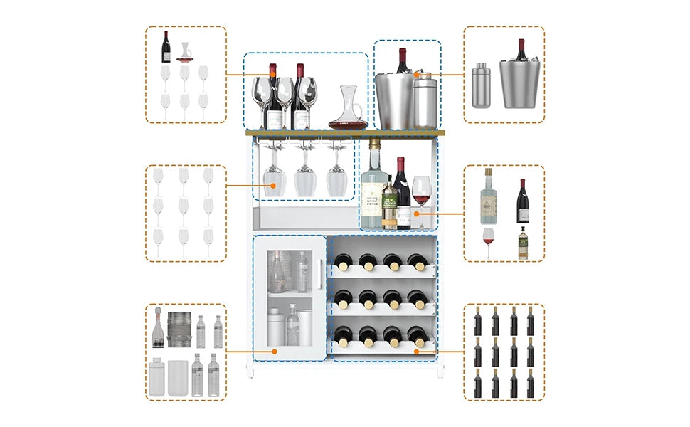 Wine Cabinet Large Storage Detachable Rack Industrial Sideboard Buffet