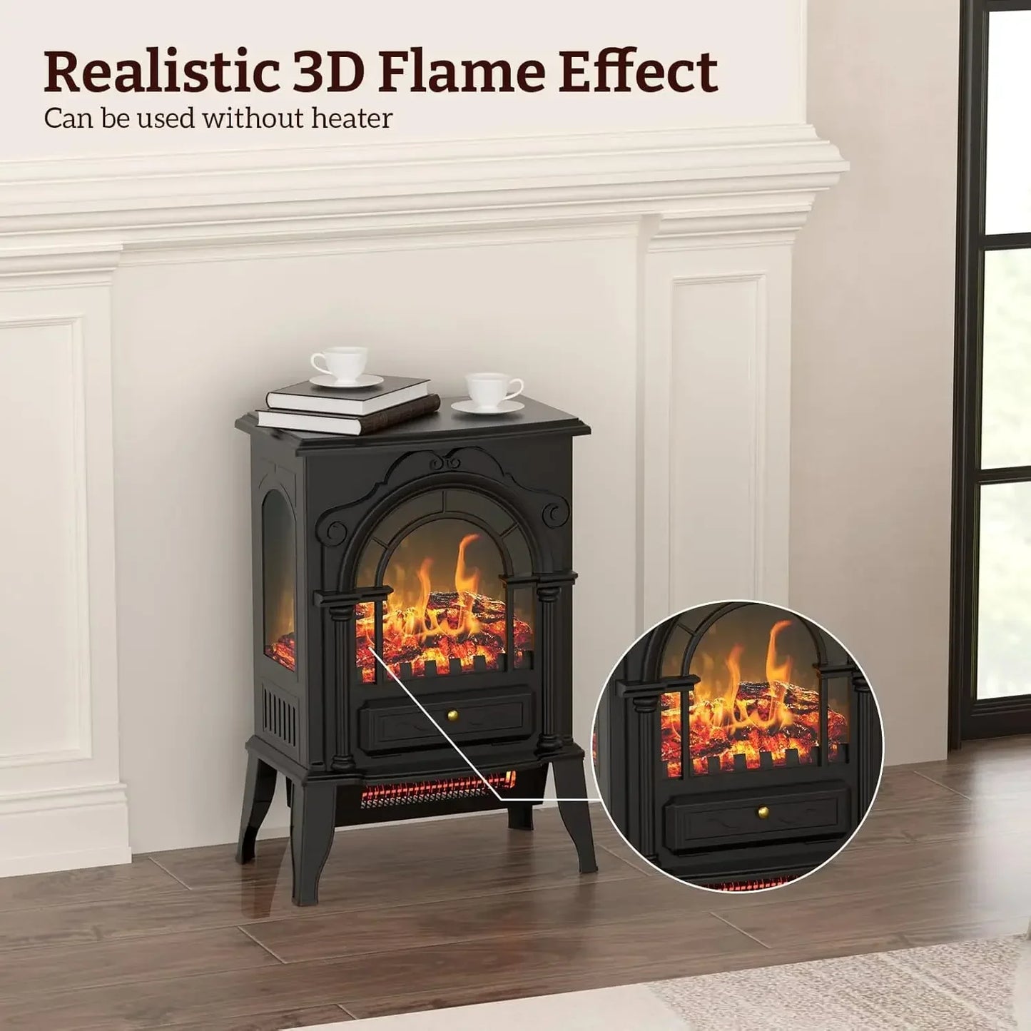 16 Inch Electric Fireplace Heater Freestanding Vintage Stove