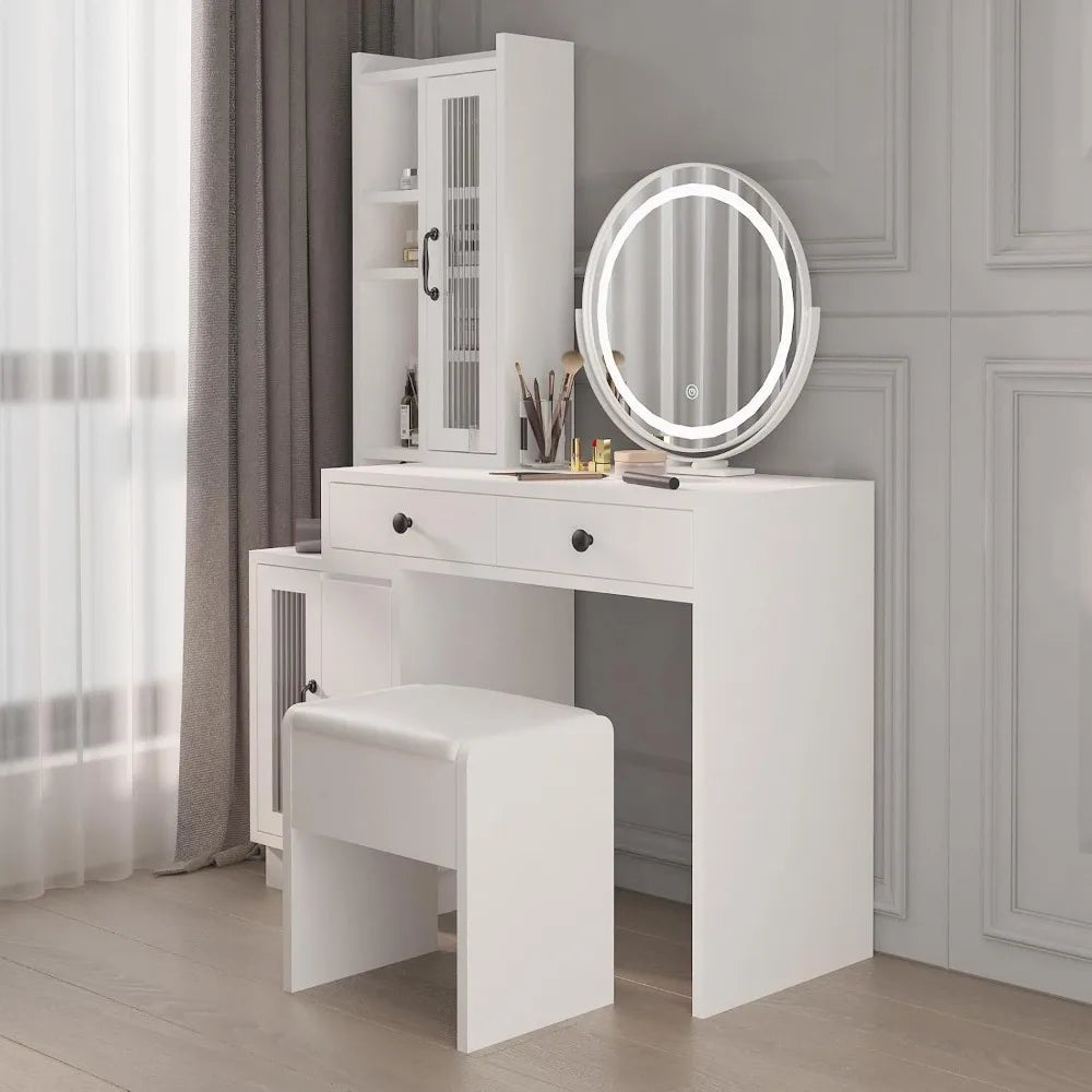 Ljustra Dressing Table Vanity Set with LED Mirror and Storage Cabinet