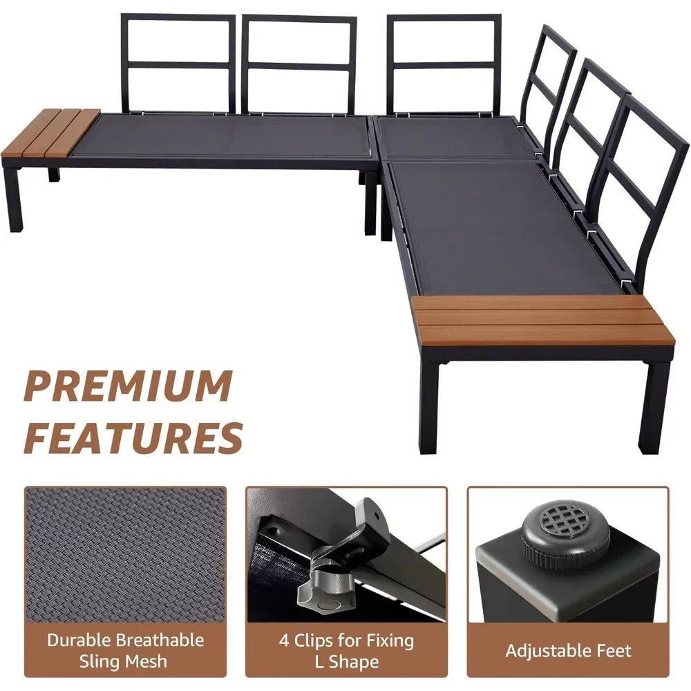 Ljustra Outdoor Sectional Sofa Metal Patio Furniture Set Detachable Backrest