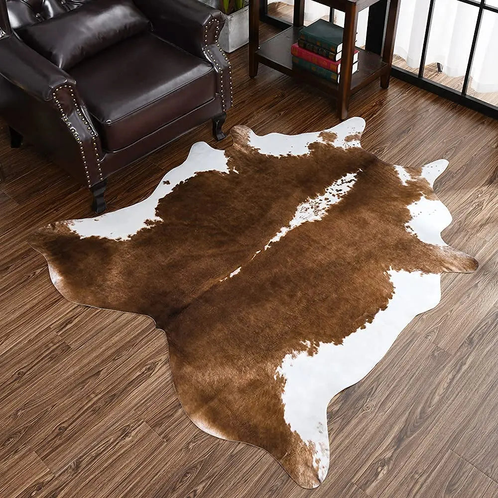 American Style Animal Print Faux Fur Cowhide Rug for Living Room Bedroom