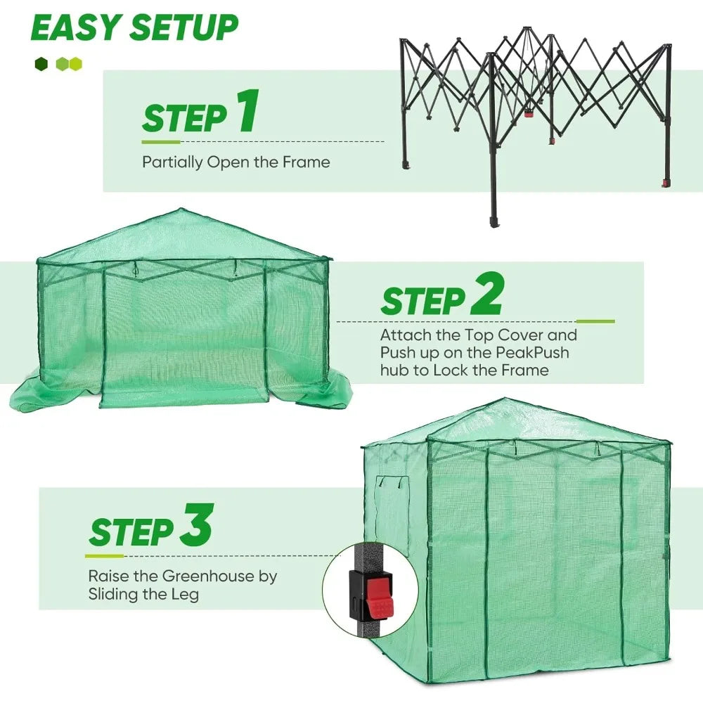 Ljustra 7x7 Pop Up Greenhouse Portable Walk-in Gardening Green House