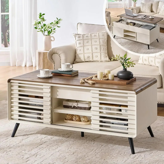 48 Inch Lift Top Coffee Table Mid Century Modern Hidden Storage Compartment