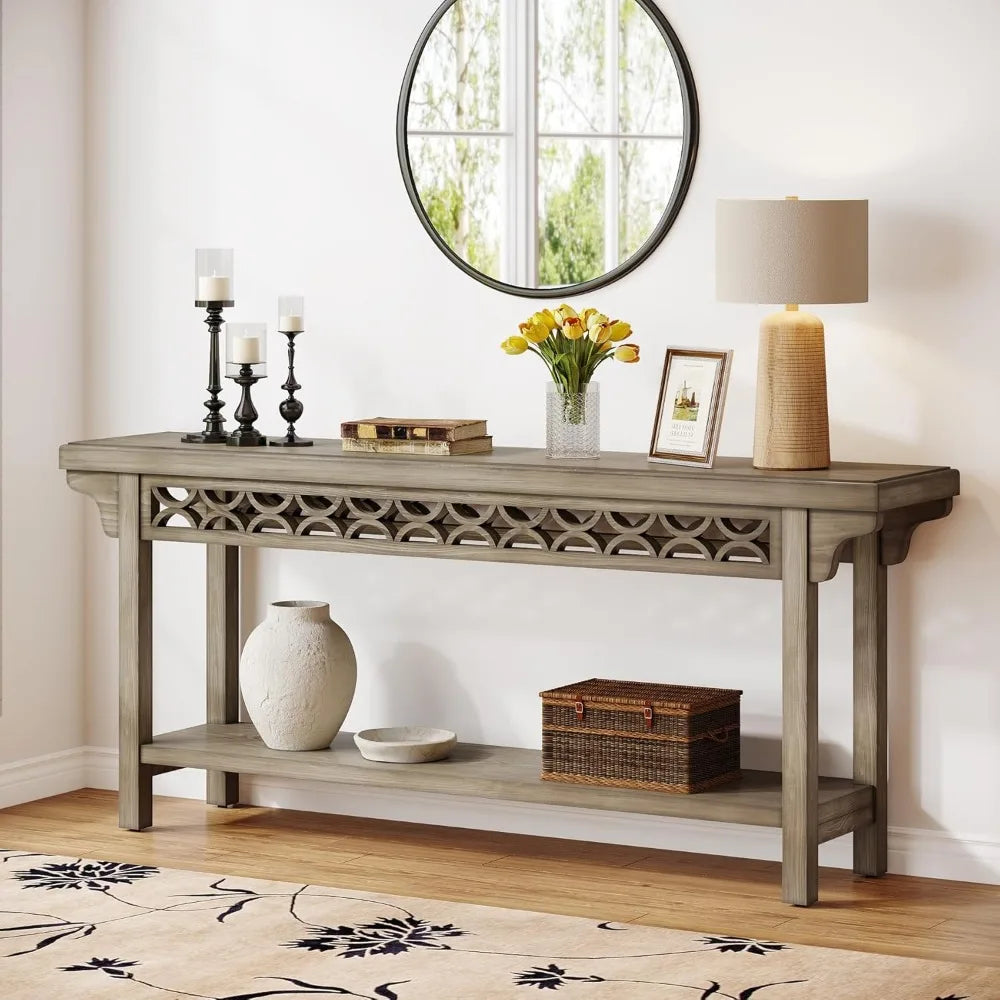 70.8 Inch Solid Wood Console Table Farmhouse Entryway Narrow Sofa Table