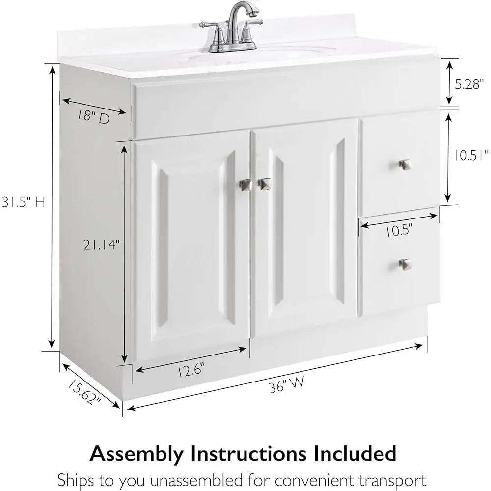 Ljustra 36 Inch Bathroom Vanity Solid Wood Moisture Resistant Assembly