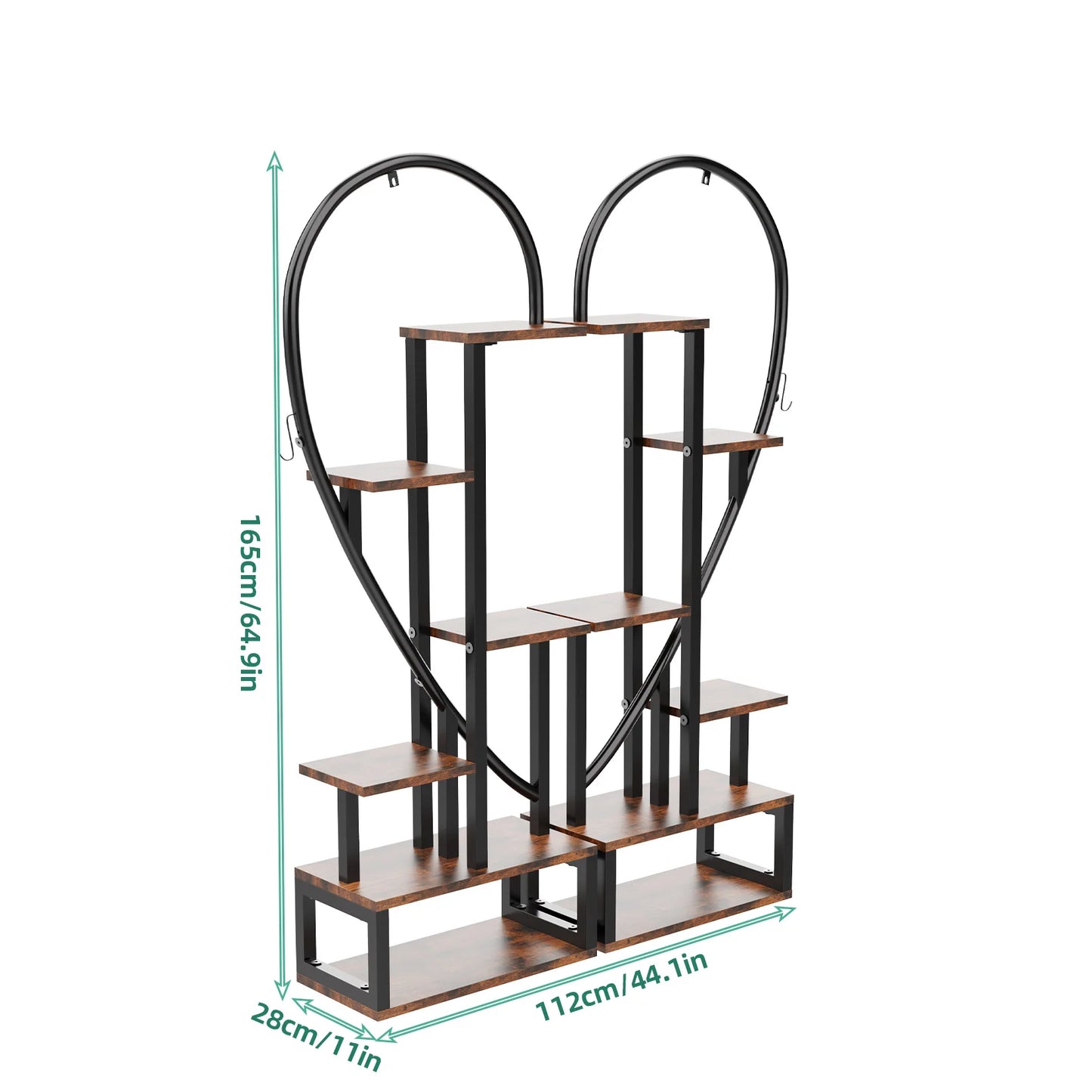6 Tier Half Heart Shape Metal Plant Stand Ladder Shelf Rack Display