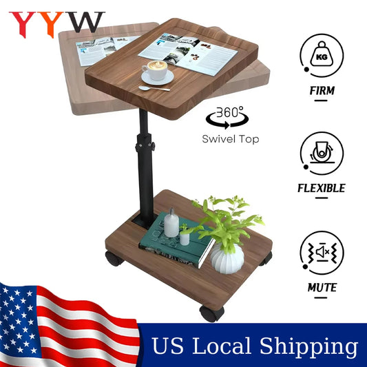 Ljustra 360° Rotatable Laptop Desk Adjustable Rolling Cart Sofa Tray Table