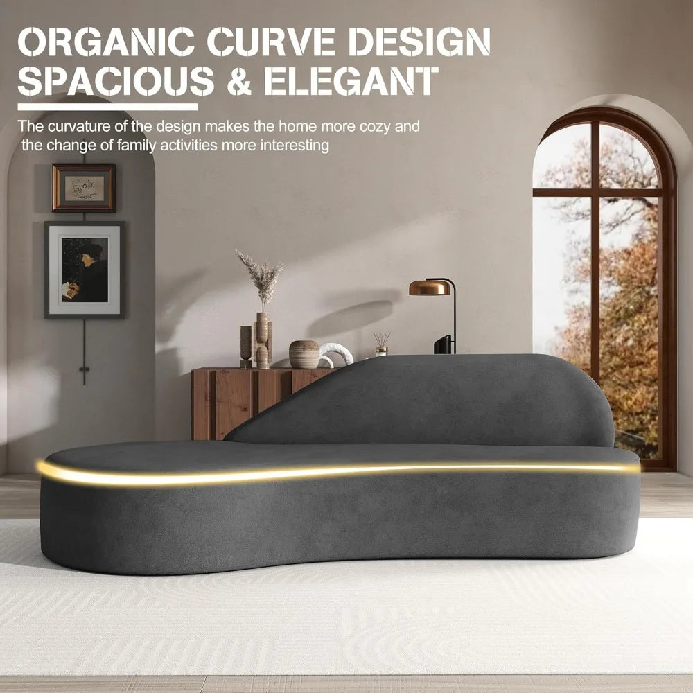 Luxury Modern Curved Sofa 91 Inch Comfy Couch Living Room Apartment