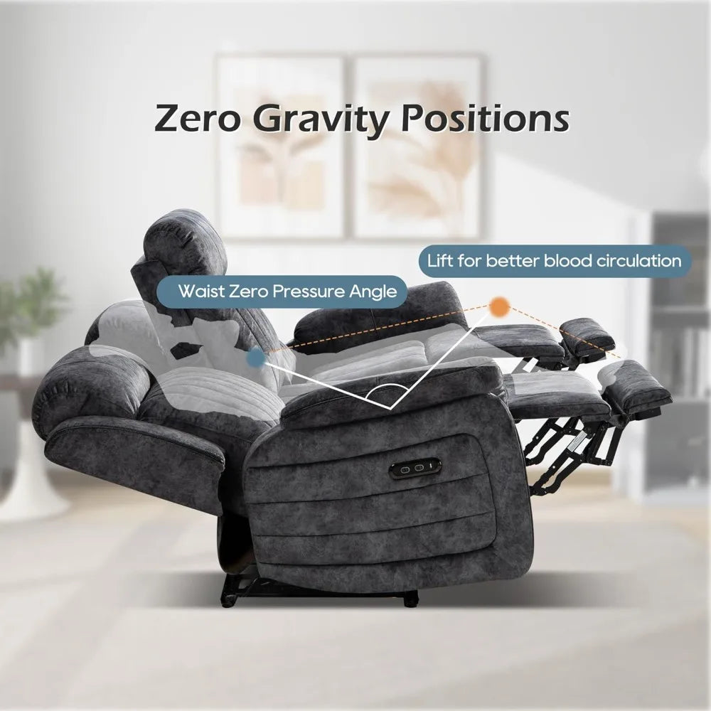 Ljustra Zero Gravity Power Reclining Sofa Adjustable Headrest USB Ports