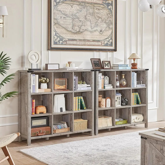 9 Cube Bookcase Farmhouse Wooden Bookshelf Large Open Display Shelf