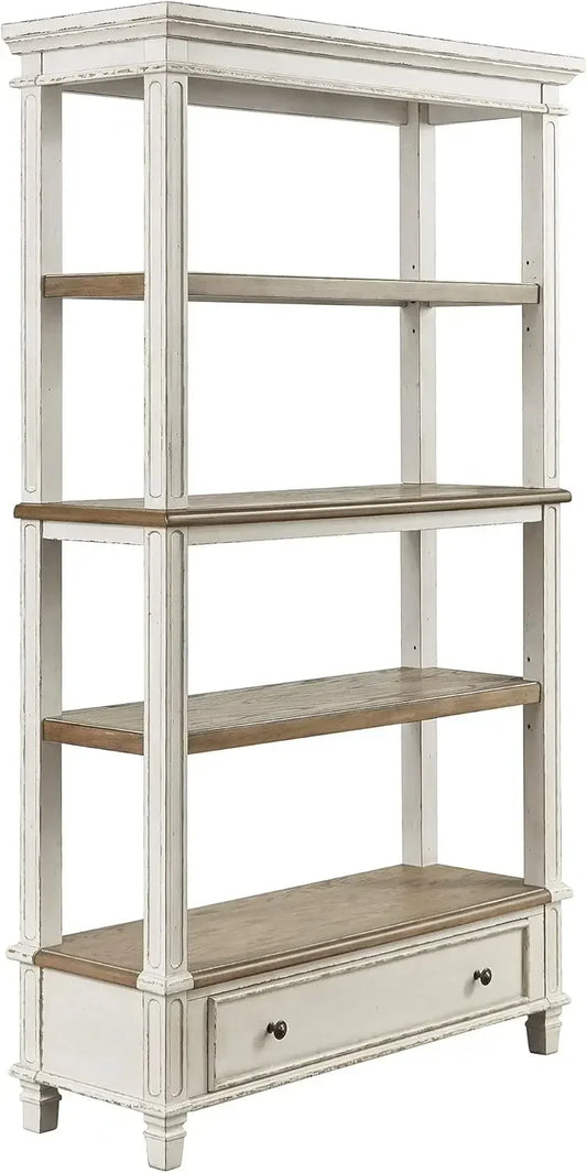 Realyn French Country 75 Inch Bookcase with Drawer Farmhouse Style