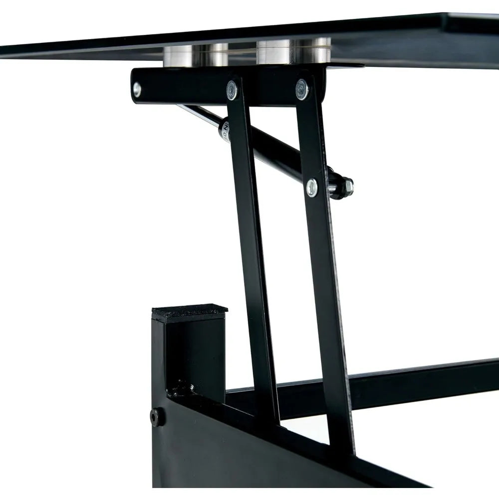 Lift Top Coffee Table Modern Tempered Glass 37.8" Living Room Furniture