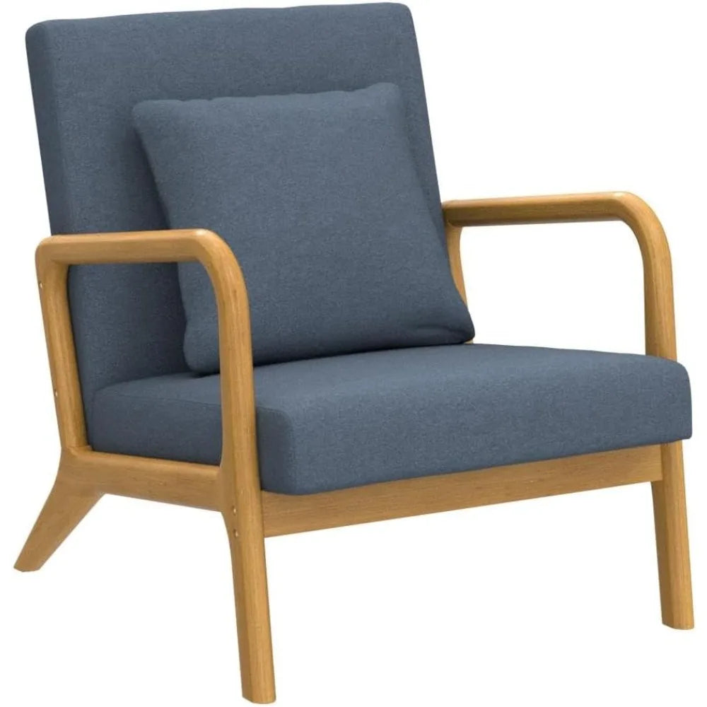 Mid-Century Modern Accent Chair Upholstered Lounge Chair with Pillow