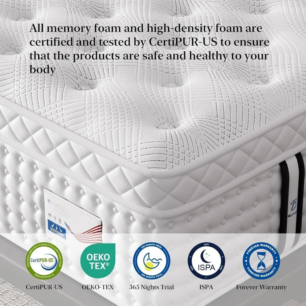 Ljustra Medium Plush Queen Hybrid Mattress for Pressure Relief