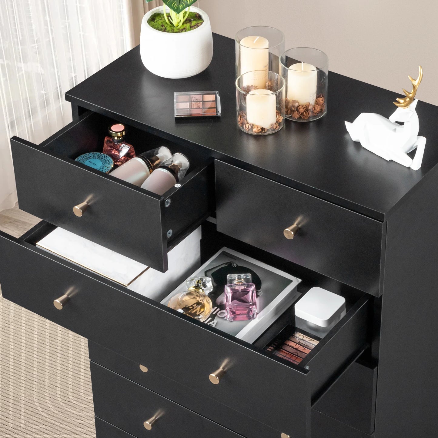 Modern Simple 4 Drawer Dresser Storage Unit for Bedroom Living Room
