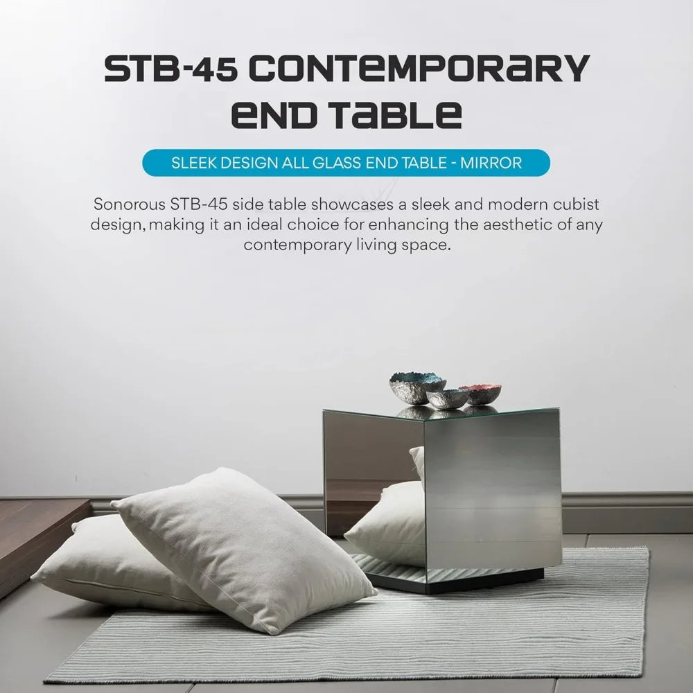 Premium Tempered Glass Side Table Fingerprint Resistant Modern End Table