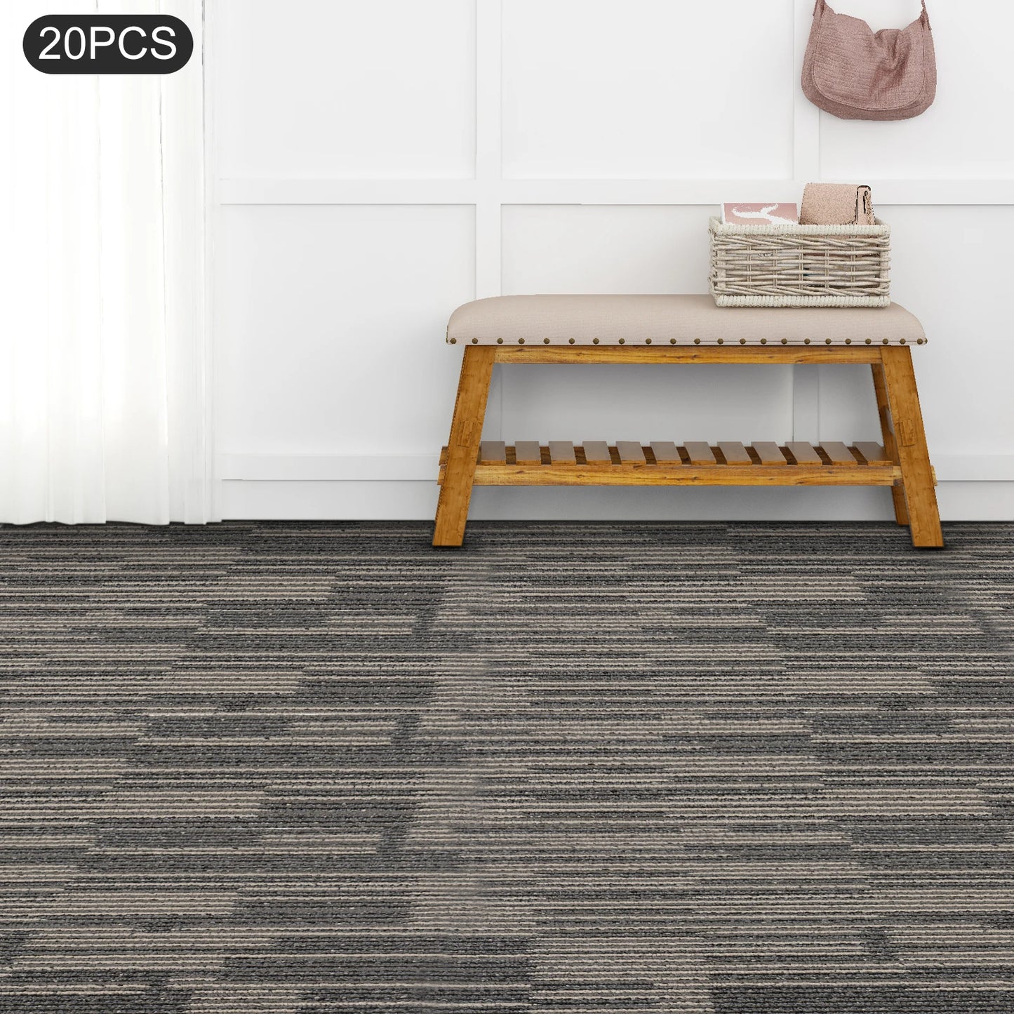 20Pcs Soft Padded Square Carpets 20x20" Washable Floor Mat Set