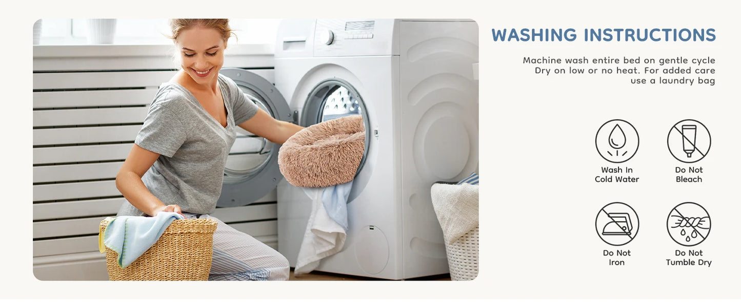 Ljustra Calming Dog Bed Washable Plush Anti-Slip Round Bed for Dogs