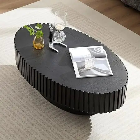 Modern Lift Top Coffee Table with Hidden Storage Oval Design 47.2"