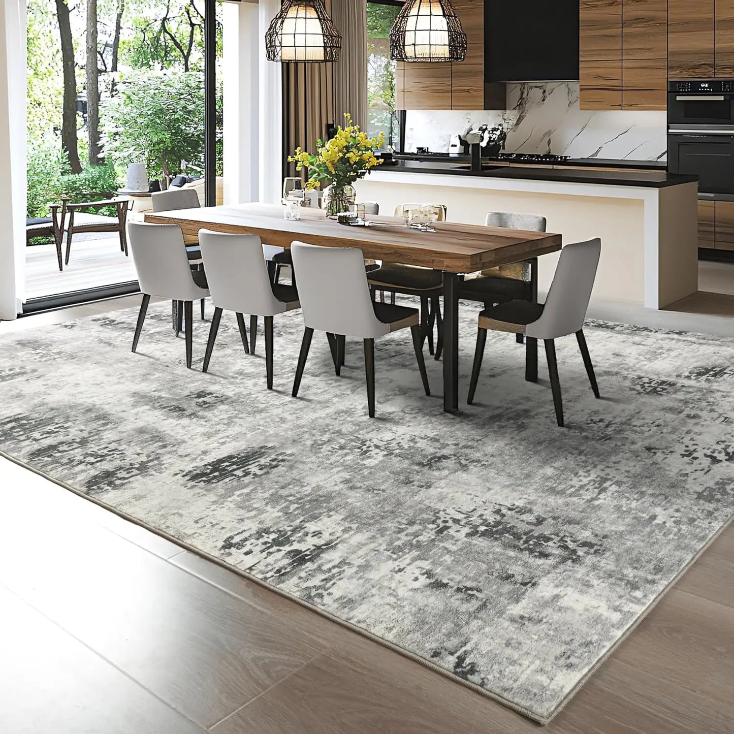 Large Modern Abstract Area Rug Boho Vintage Machine Washable Non Slip