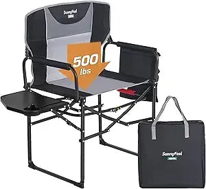Heavy Duty Portable Folding Camping Chair with Side Table and Pocket