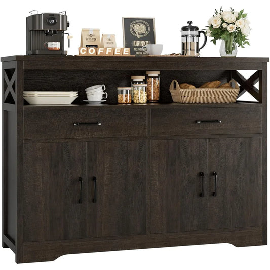 47 Inch Modern Farmhouse Sideboard Buffet Cabinet Storage Coffee Bar