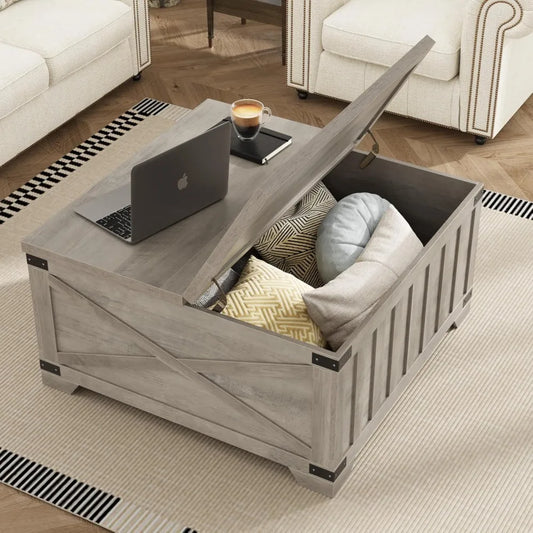 Farmhouse Coffee Table with Storage Vintage Lift Top Square Table
