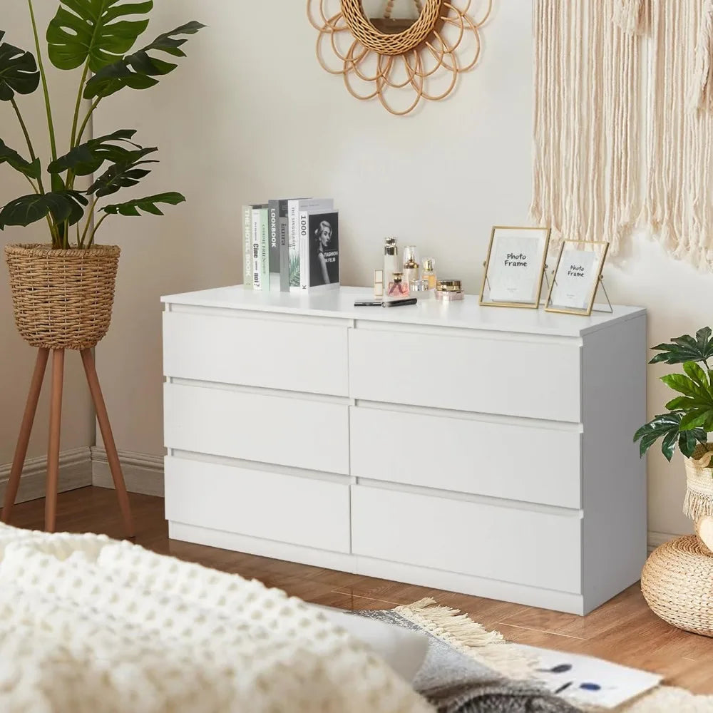 6 Drawer Dresser Modern Chest of Drawers Bedroom Storage Furniture