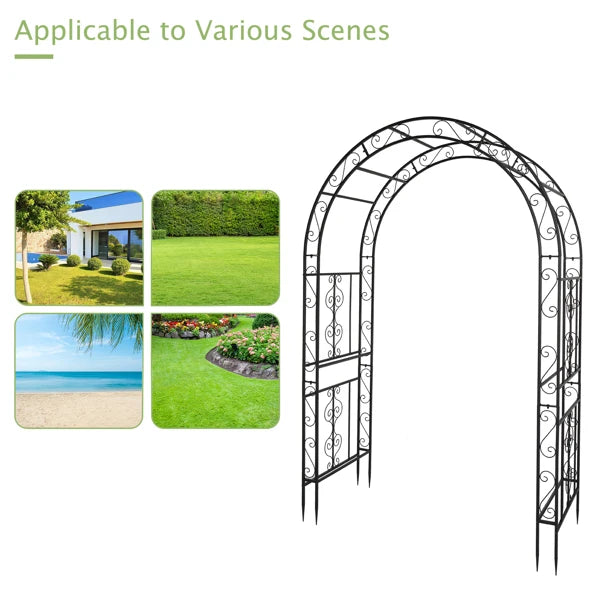 Double Layer Iron Art Arc Top Garden Arch Trellis 134x59x213cm