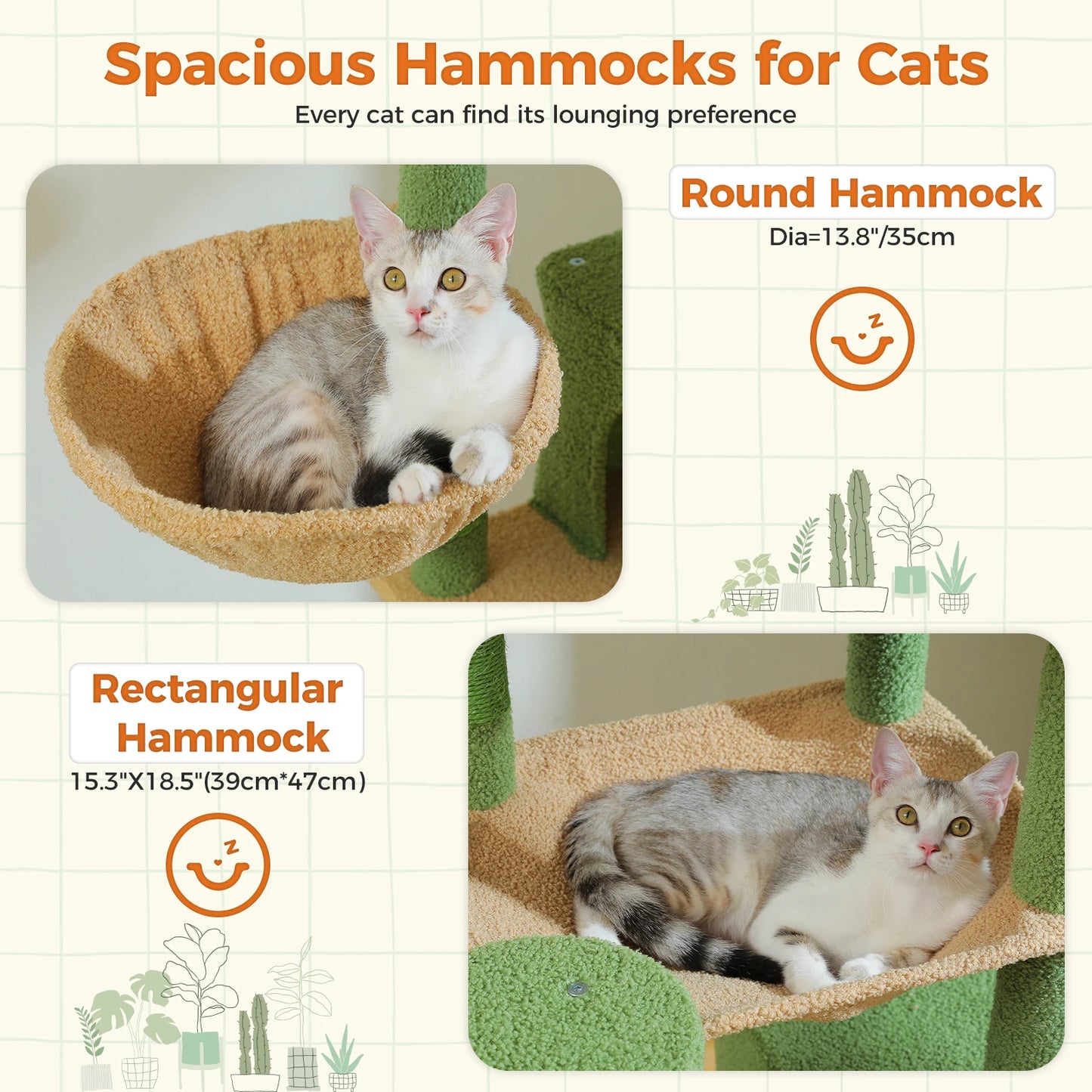 175cm Cat Tree for Large Cats with Hammock Condo Perch Scratching Posts