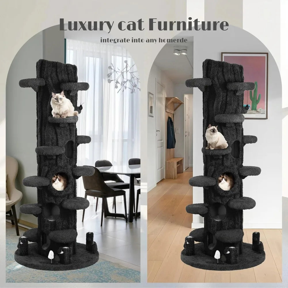 Super Large Cat Tree 88.6 Inches Multi-Level Plush Cat Tower Scratching Post