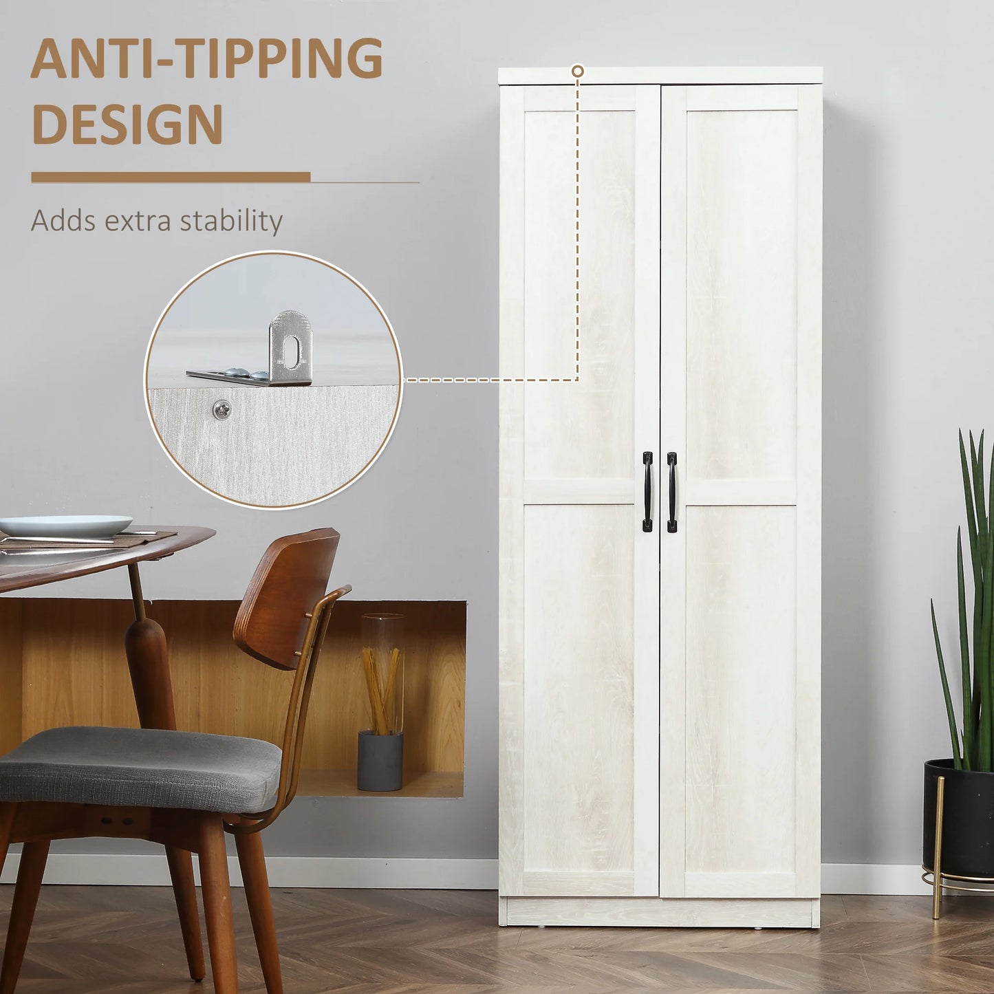 Rustic 63" Freestanding Storage Cabinet Kitchen Pantry with Shelves