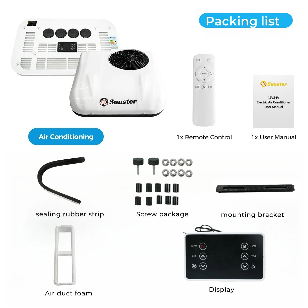 12V 24V Rooftop Air Conditioner for RV Truck Camper Van Caravan