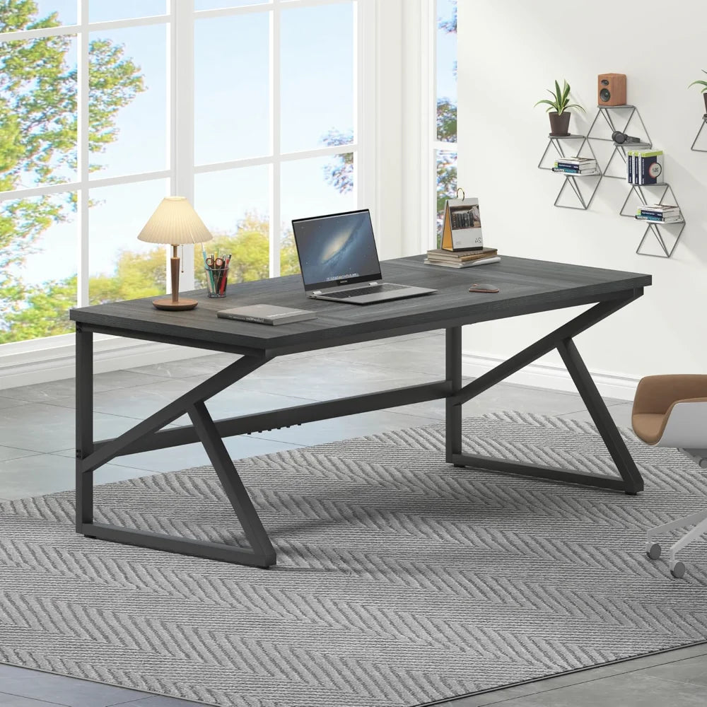 Extra Long Industrial Computer Desk for Home Office Large Workstation