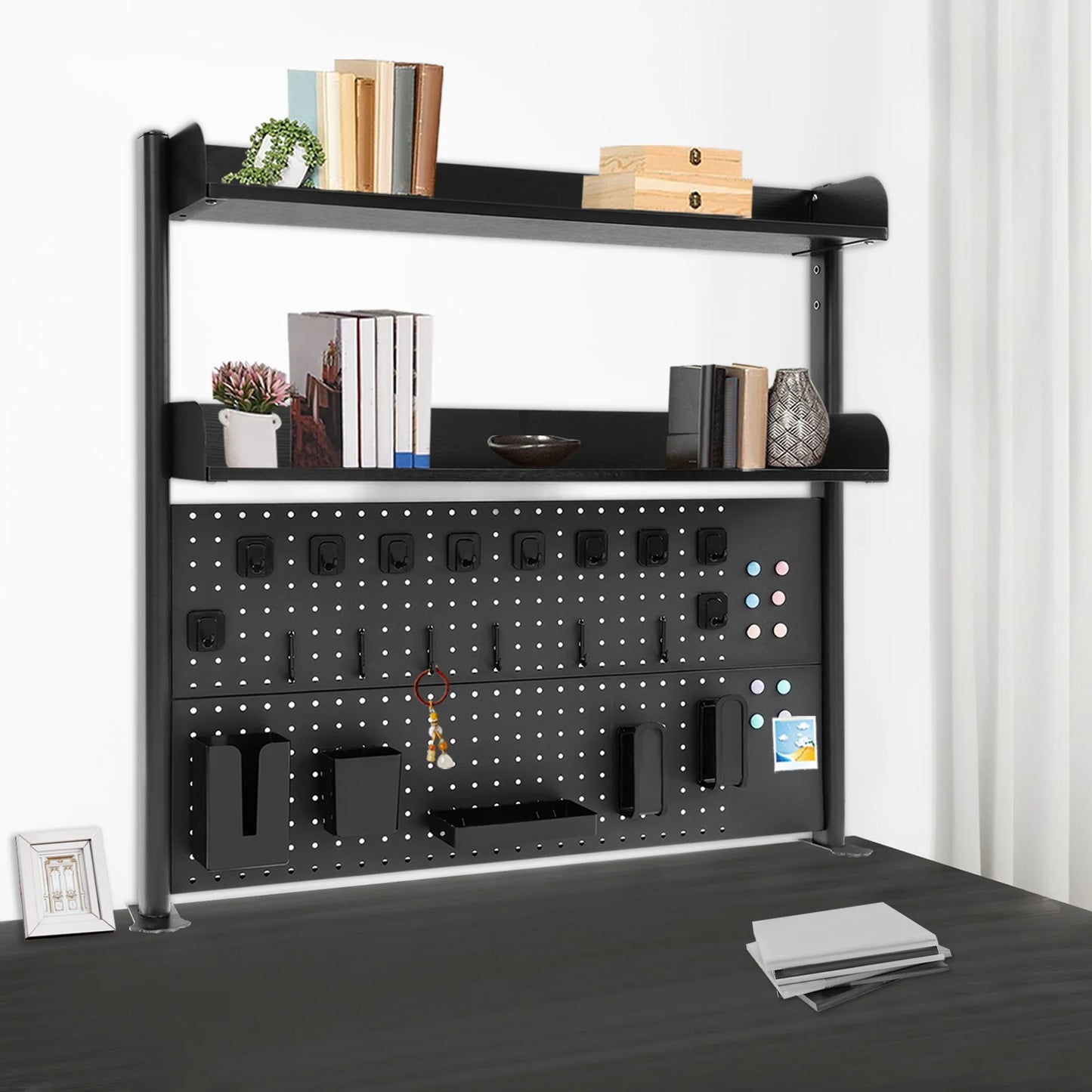 Desktop Bookshelf Clip-on Desk Organizer Modern Metal Storage Solution