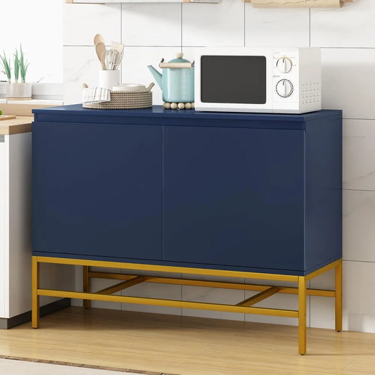 Minimalist Sideboard Luxury Buffet Cabinet Adjustable Shelves Gold Legs