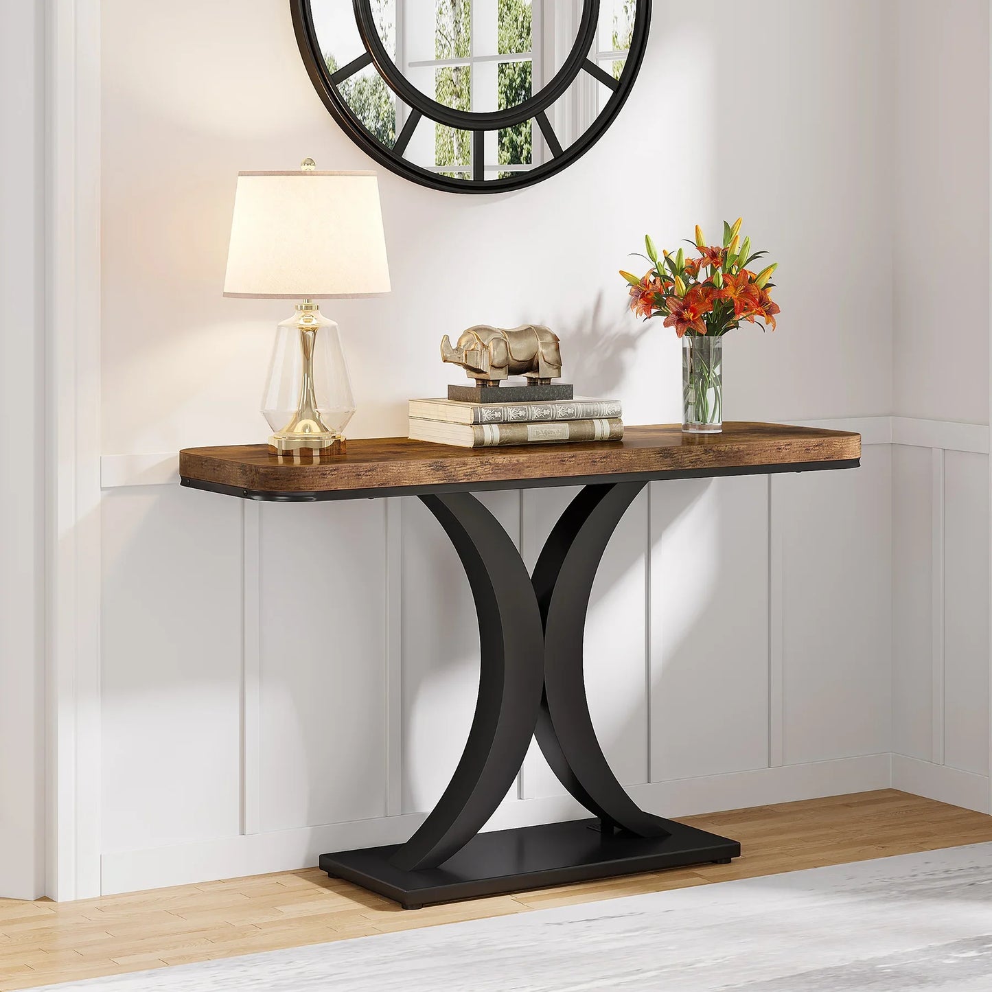 Ljustra Industrial Console Table 40 Inch Narrow Entryway Foyer Accent