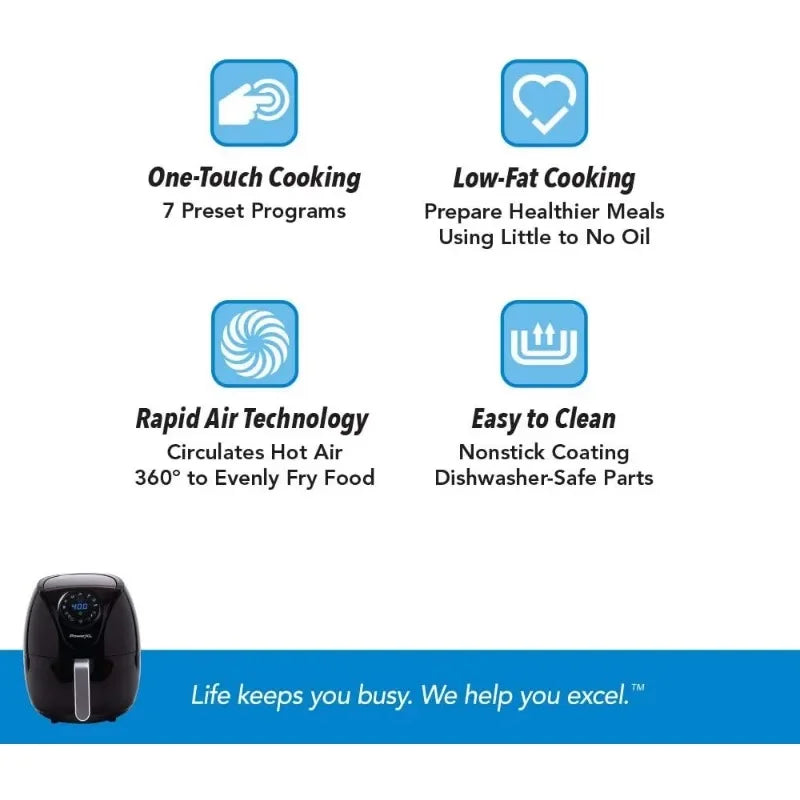 PowerXL Air Fryer 7QT Maxx Classic Extra Hot Air Fry Cook Crisp Roast Bake