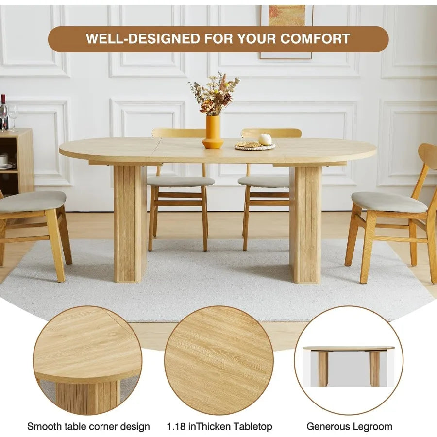 70.8 Inch Oval Kitchen Dining Table for 4-6 People Modern Farmhouse