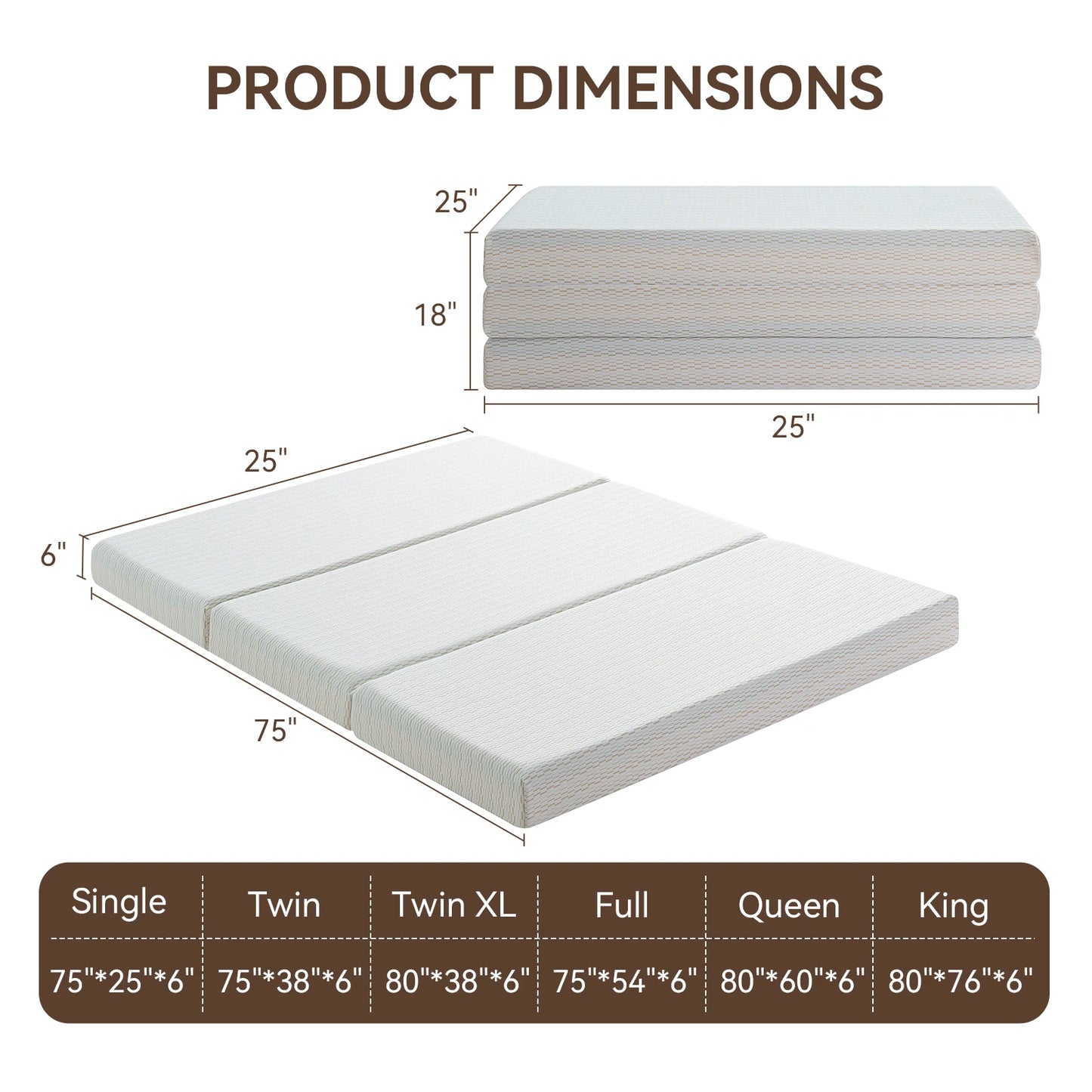 Ljustra Tri-Fold Memory Foam Mattress 6 Inch Portable Guest Bed