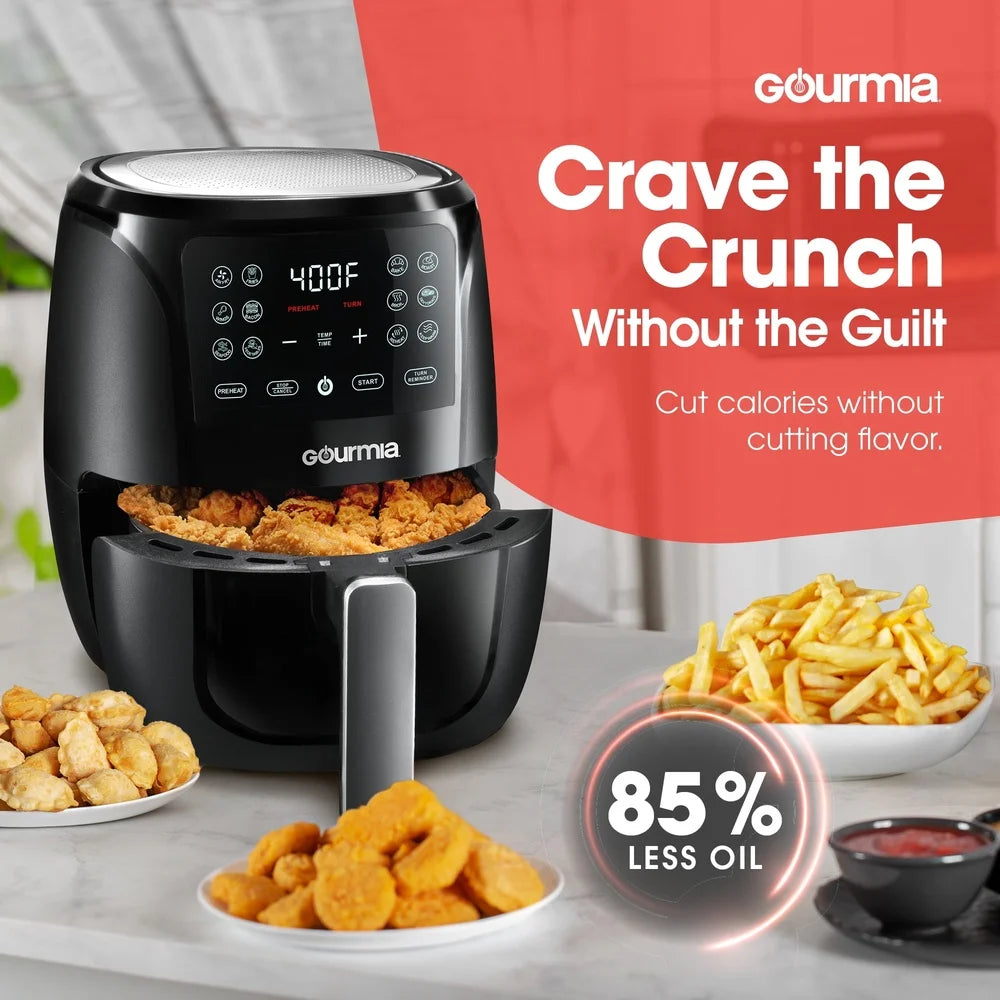 Ljustra 4 Qt Digital Air Fryer Guided Cooking Nonstick Basket 12 Functions