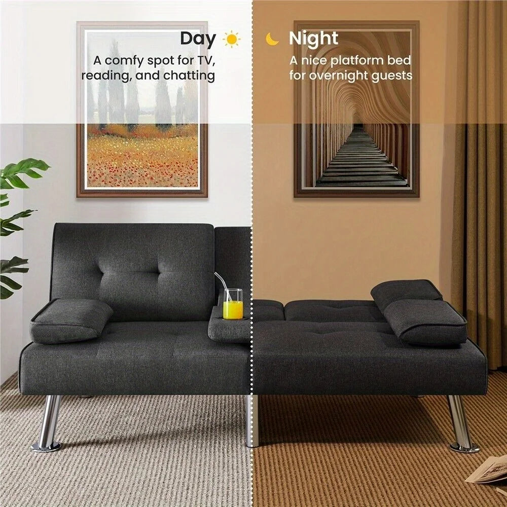 Ljustra Modern Fabric Convertible Futon Sofa Bed for Small Spaces