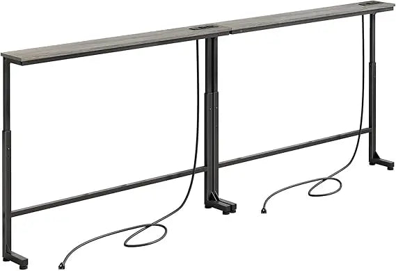 2-Pack Adjustable Height Console Table with Power Outlets for Living Room