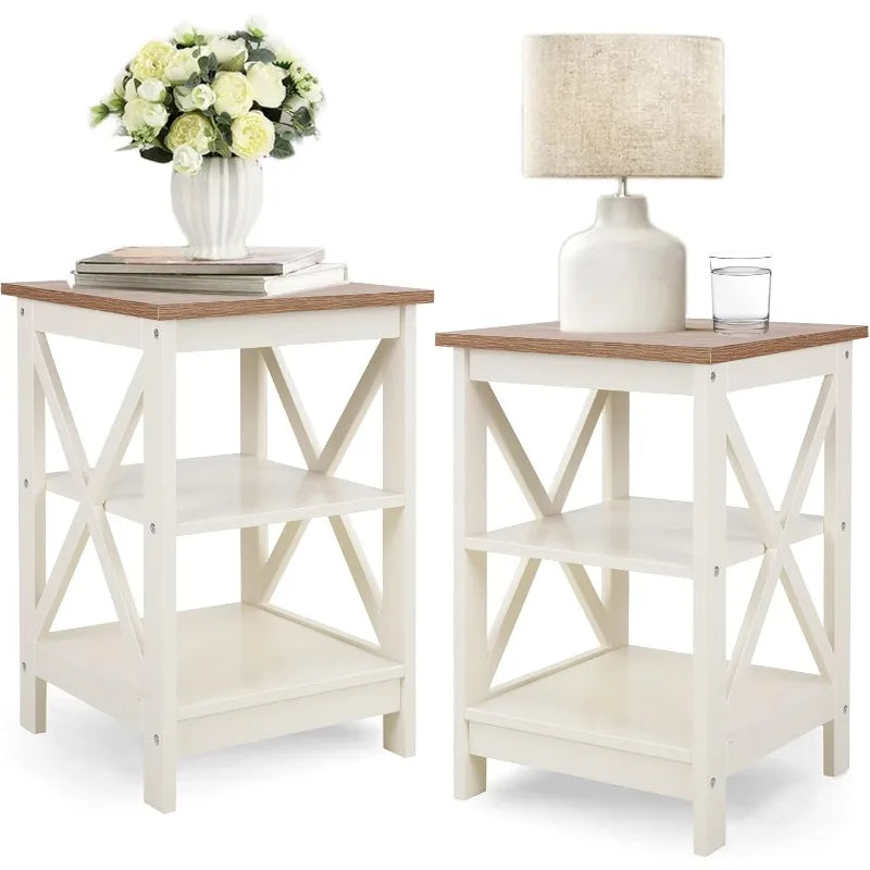 Ljustra End Table Set of 2 Farmhouse Nightstands Small Side Table