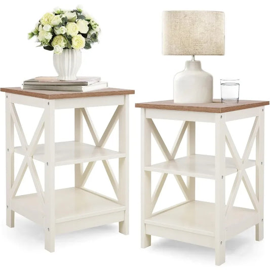 Ljustra End Table Set of 2 Farmhouse Nightstands Small Side Table